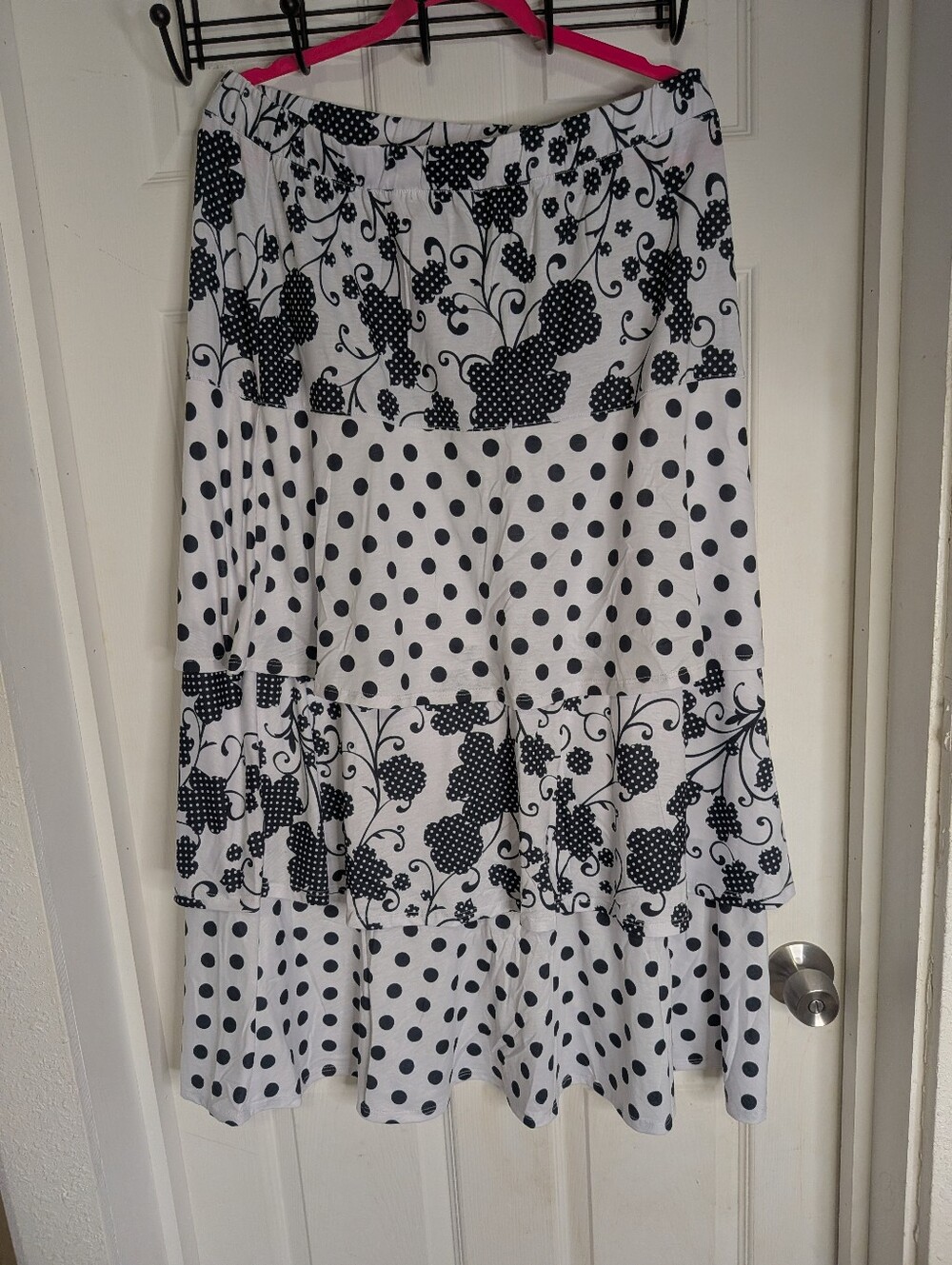 NWT C Est 1946 black and white tiered maxi skirt Size L